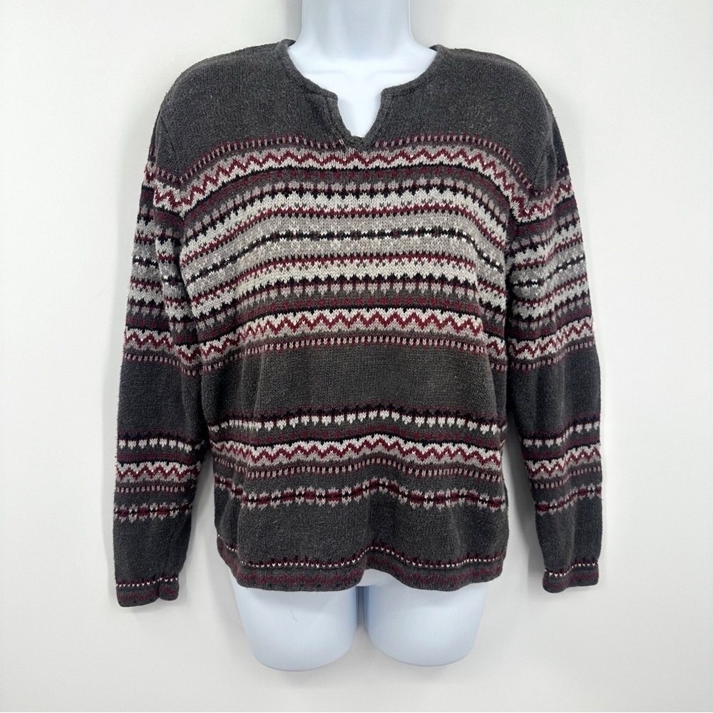 Vintage Y2K Grandma Sweater Size Medium Boho Western Early 2000s  V Neck